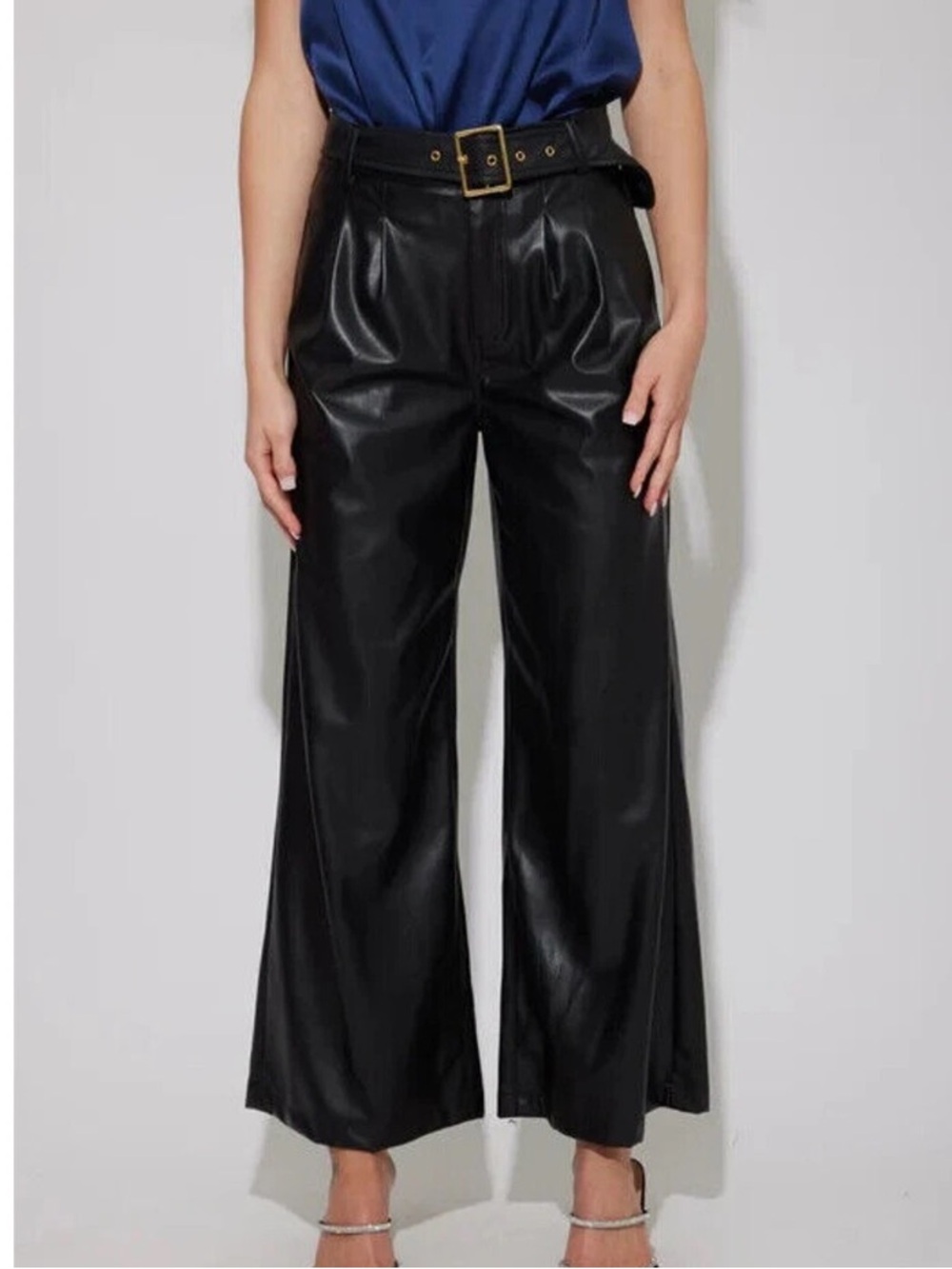 generation love genesis faux vegan leather WIDE LEG pants size 0 women’s black